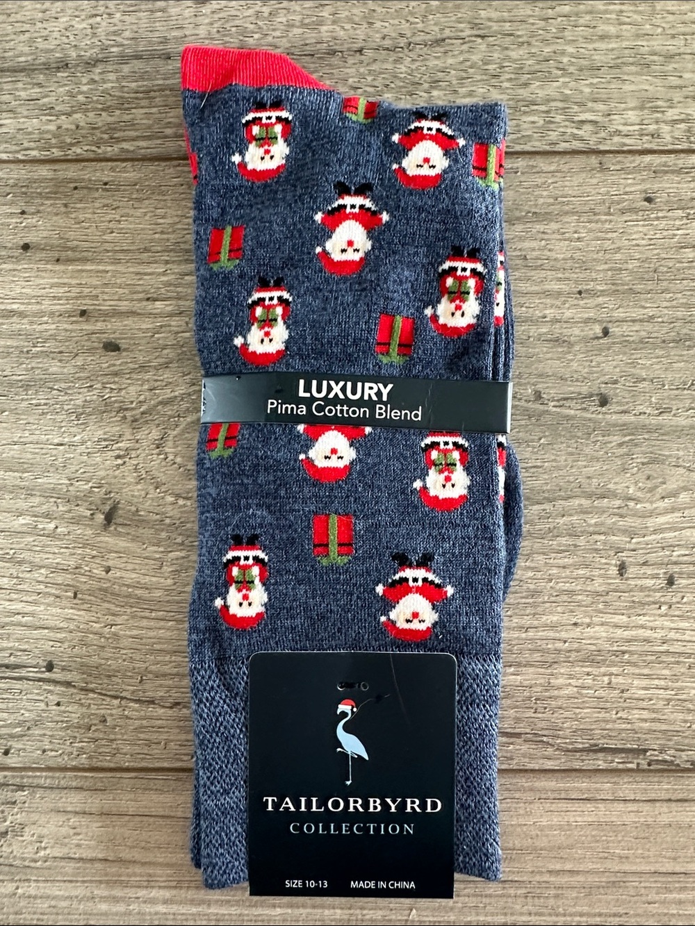 Tailorbyrd Navy Holiday Santa Socks with Red Accents
